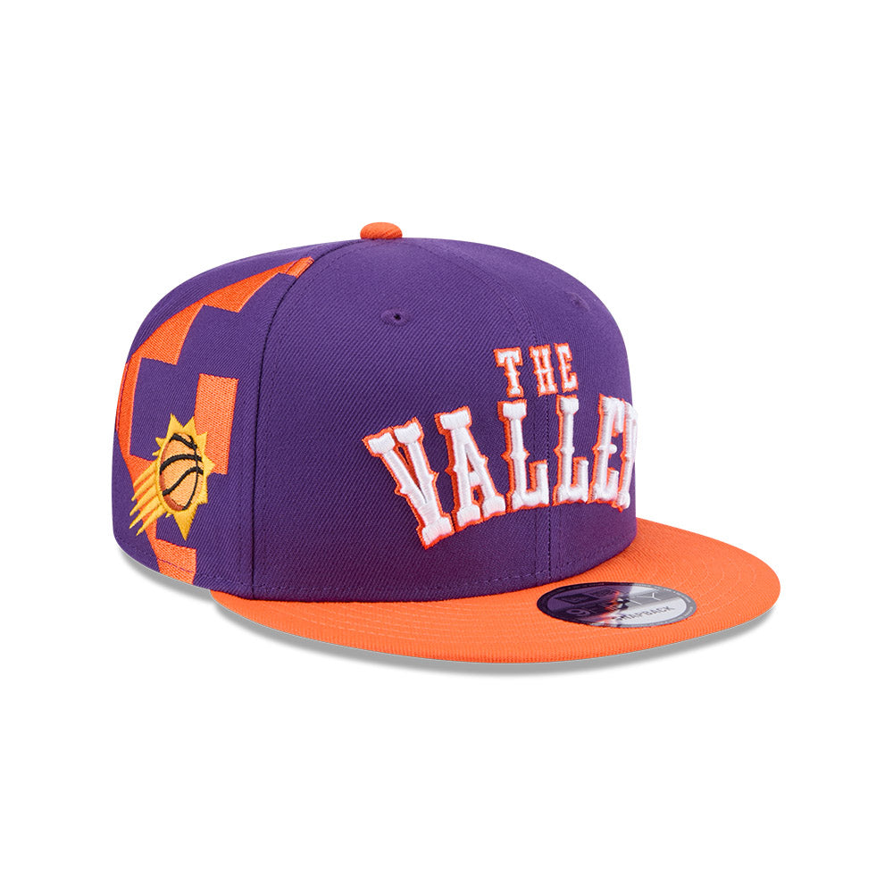Phoenix Suns Youth Kids Hat - JR NBA 2024-2025 City Edition Purple Orange 9Fifty Snapback Cap - New Era